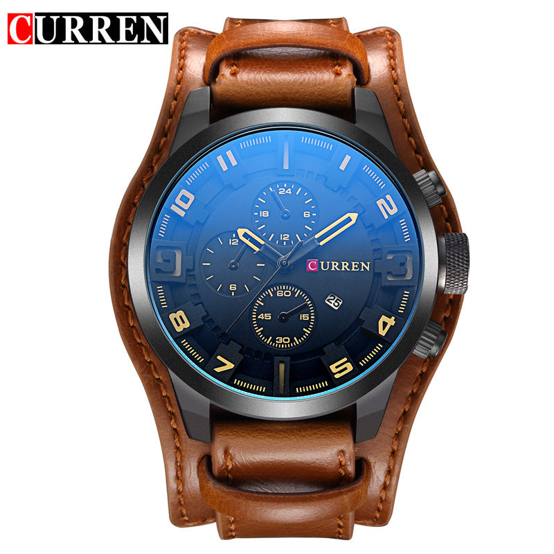 YSYH Watch Men Military Quartz Watch Luxury Leather Sports Wristwatch