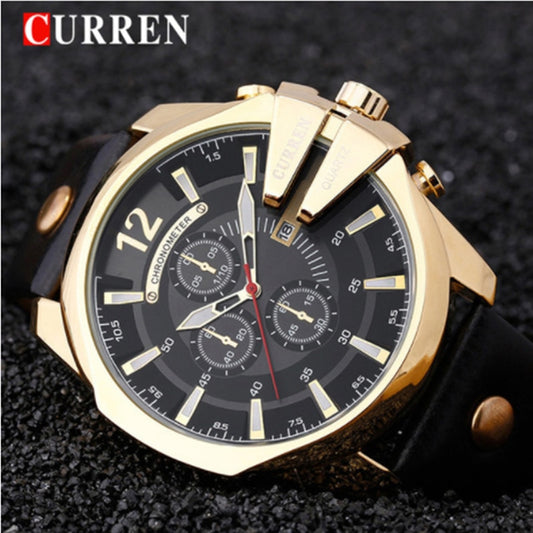 YSYH Luxury Leather Strap  Sport Men Quartz Watch Military Male Clock