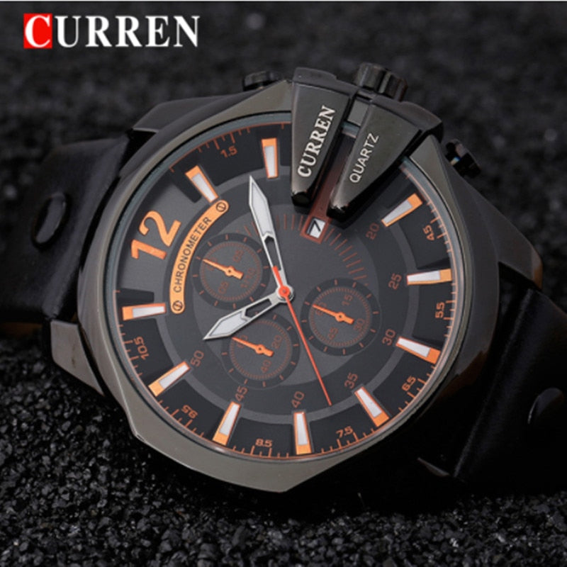 YSYH Luxury Leather Strap  Sport Men Quartz Watch Military Male Clock