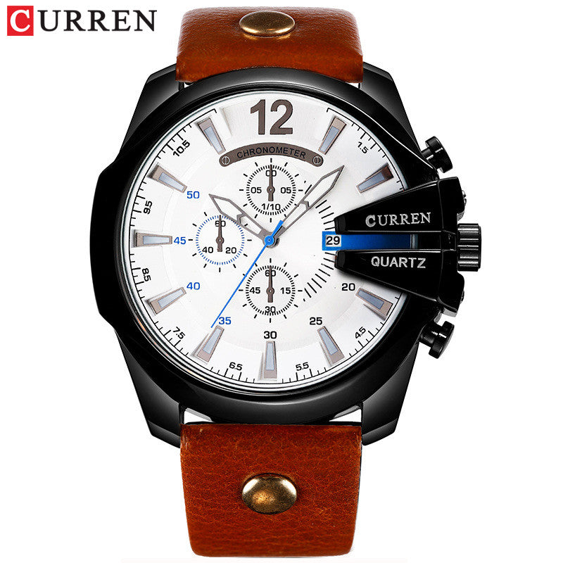 YSYH Luxury Leather Strap  Sport Men Quartz Watch Military Male Clock