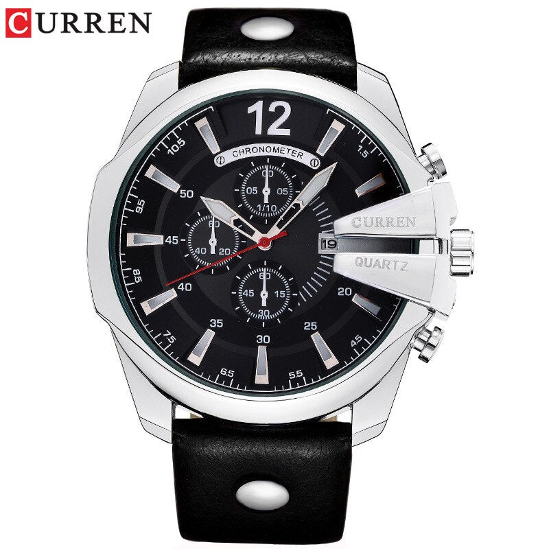 YSYH Luxury Leather Strap  Sport Men Quartz Watch Military Male Clock
