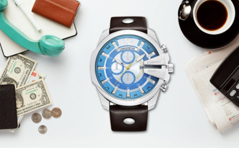YSYH Luxury Leather Strap  Sport Men Quartz Watch Military Male Clock