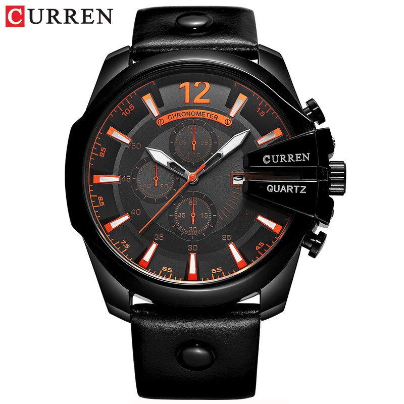 YSYH Luxury Leather Strap  Sport Men Quartz Watch Military Male Clock