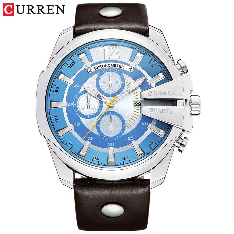 YSYH Luxury Leather Strap  Sport Men Quartz Watch Military Male Clock
