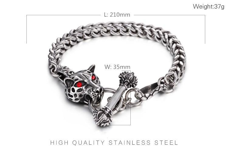 Punk Stainless Steel Animal Leopard Bracelet-Bracelets-Rossny