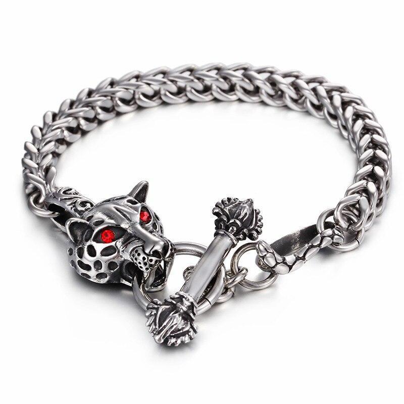 Punk Stainless Steel Animal Leopard Bracelet-Bracelets-Rossny