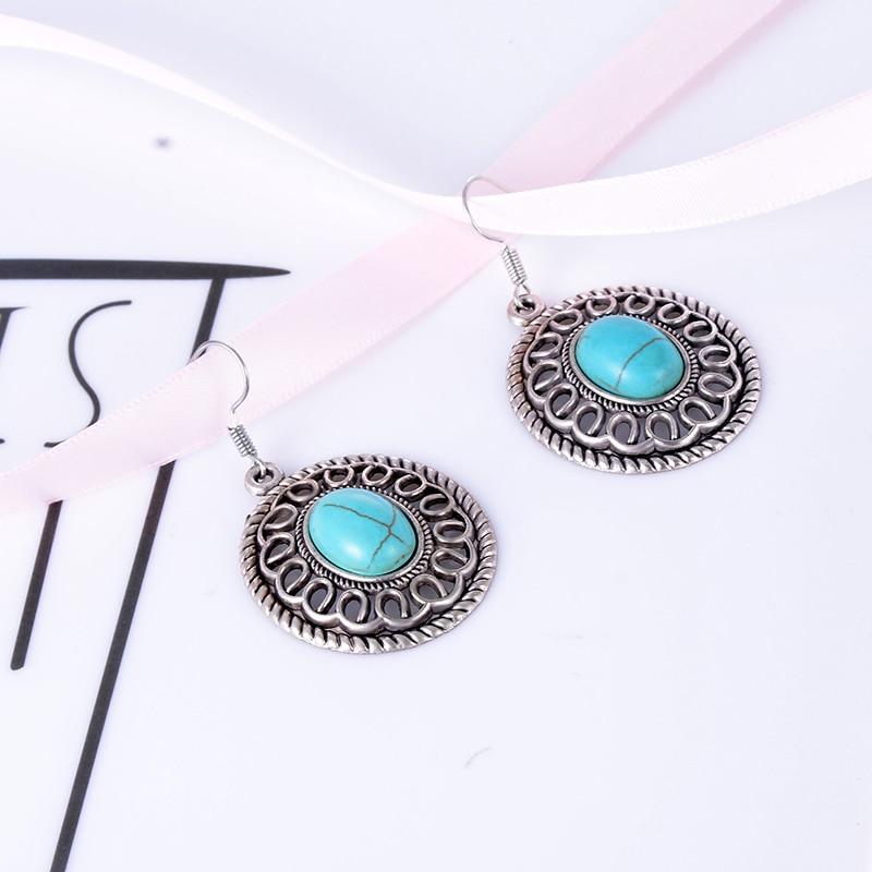 Round Dangle Drop Earrings-Earrings-Rossny