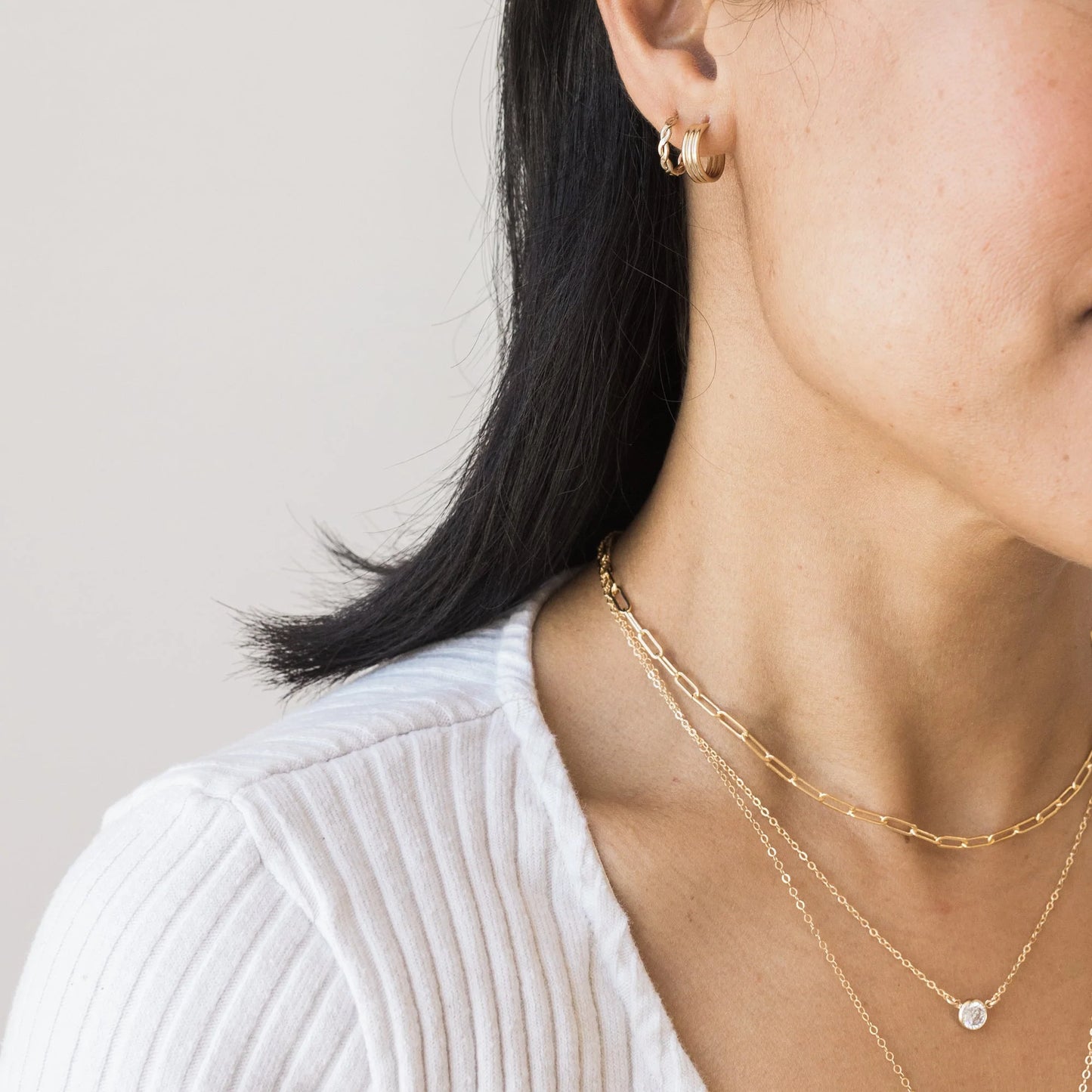 Small Chunky Triple Hoop Earrings