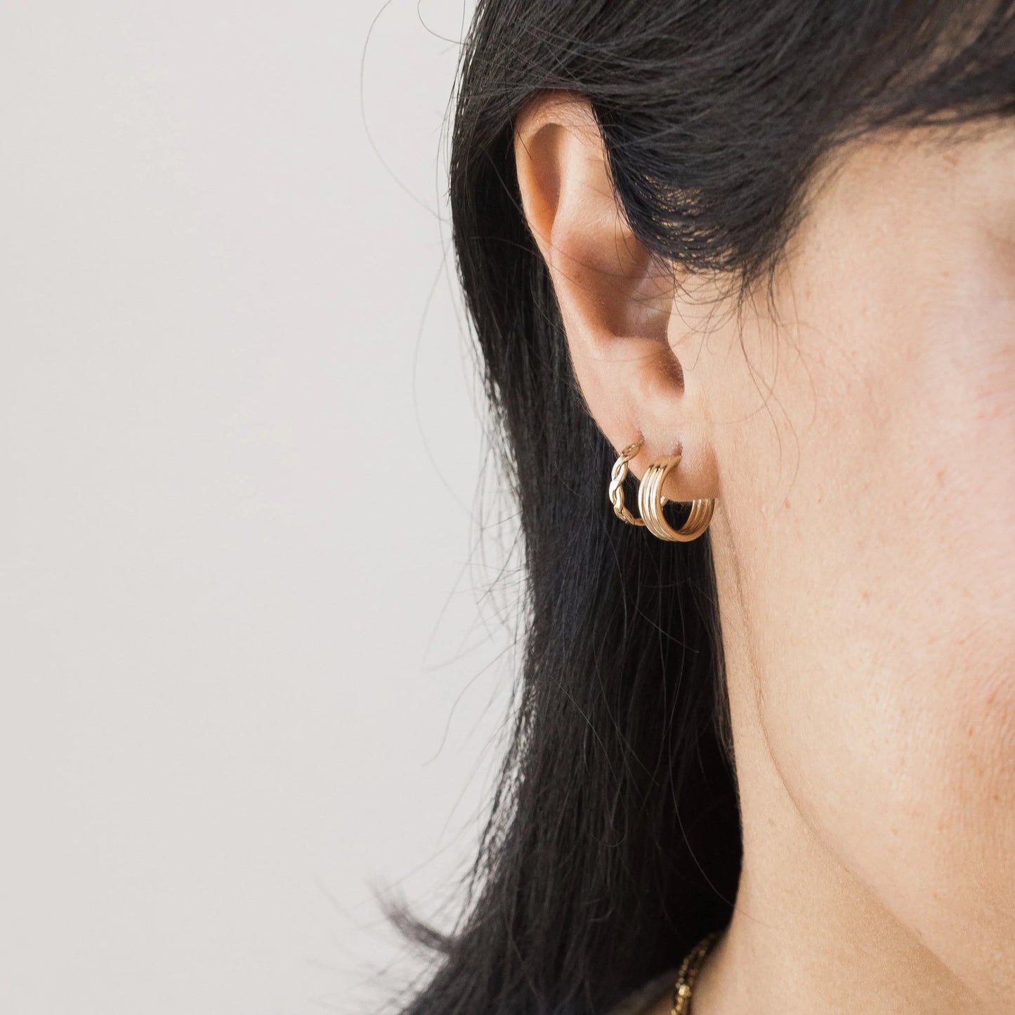 Small Chunky Triple Hoop Earrings