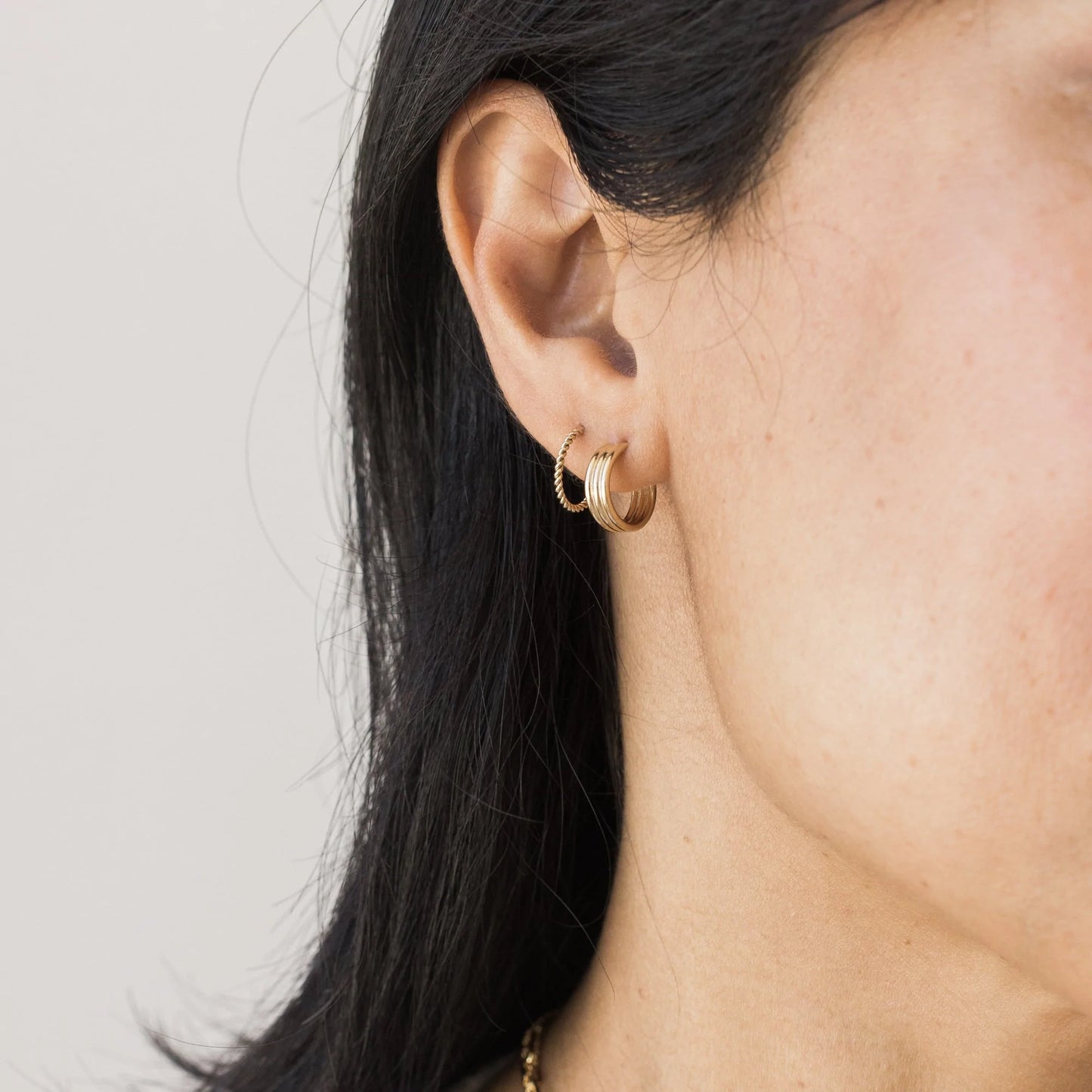 Small Chunky Triple Hoop Earrings