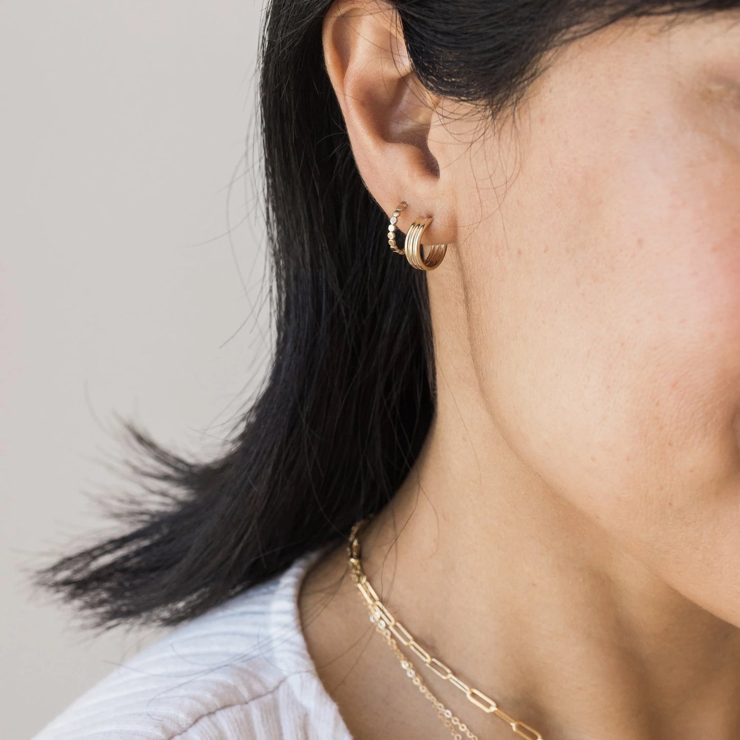 Small Chunky Triple Hoop Earrings