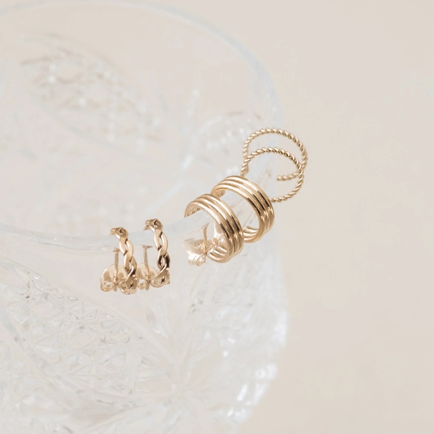 Small Chunky Triple Hoop Earrings