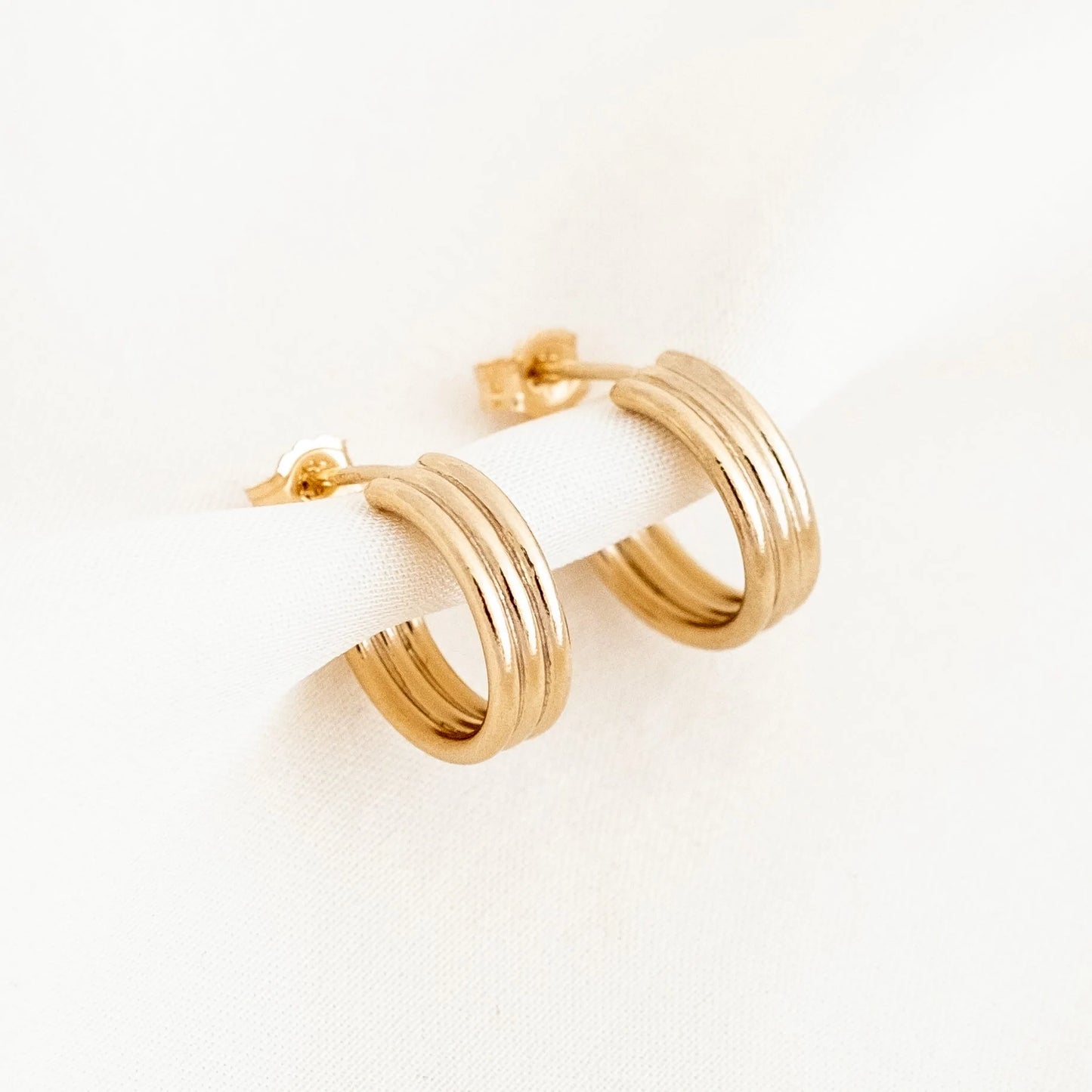 Small Chunky Triple Hoop Earrings