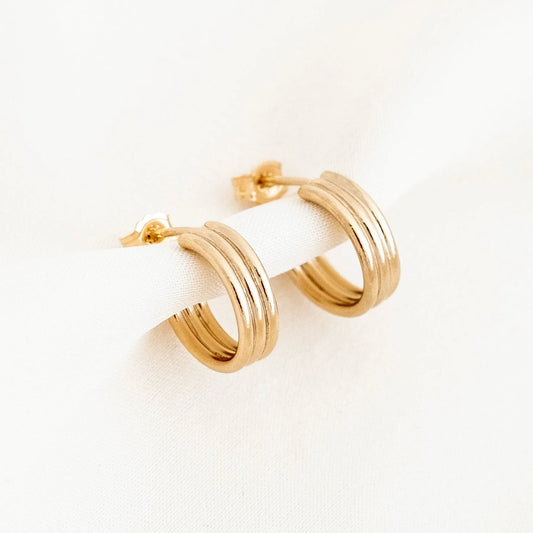 Small Chunky Triple Hoop Earrings