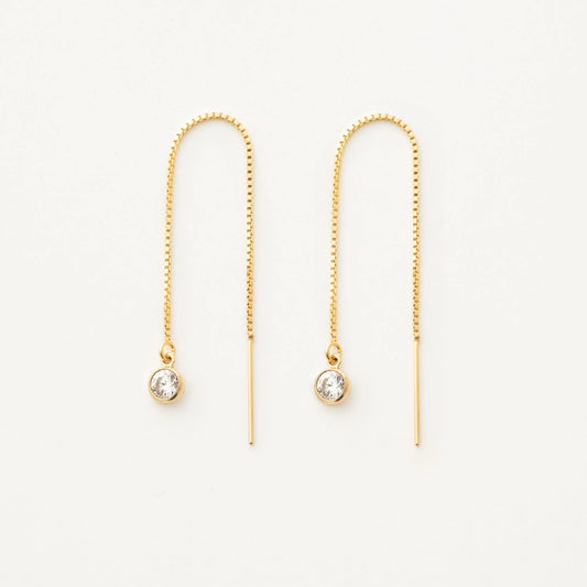 Tiny Solitaire Threader Earrings
