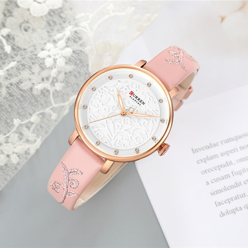 YSYH Women Watches Pink Leather Wristwatch with Rhinestone Ladies Clock Fashion Luxury Quartz Watch Relogio Feminino