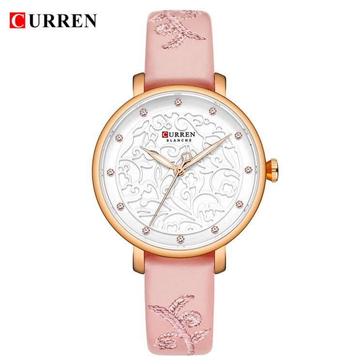 YSYH Women Watches Pink Leather Wristwatch with Rhinestone Ladies Clock Fashion Luxury Quartz Watch Relogio Feminino