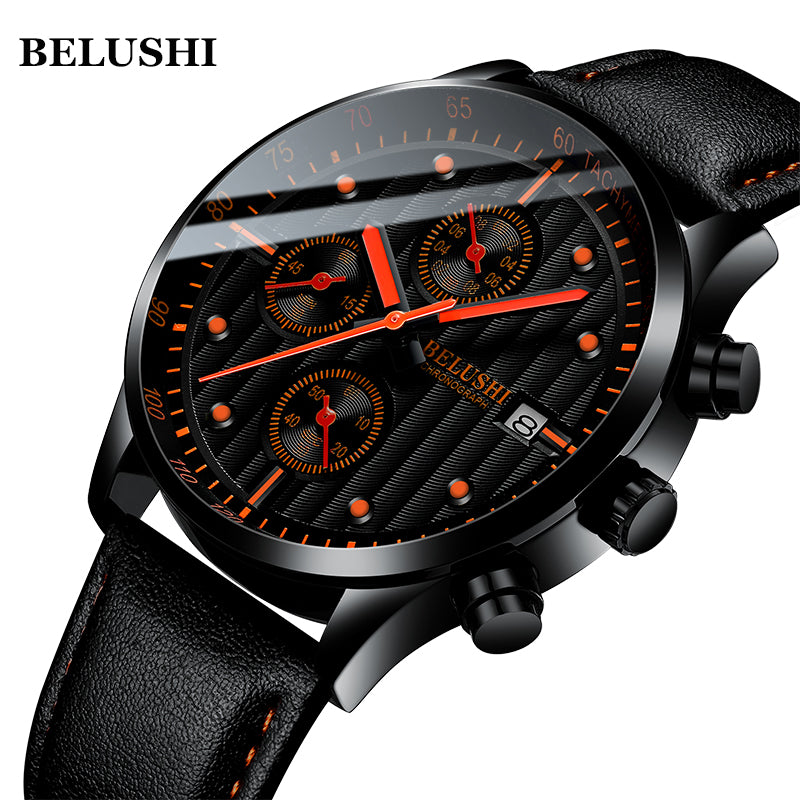 YSYH Men's watches waterproof sports man wrist watch clock three small dial design leather relogio masculino