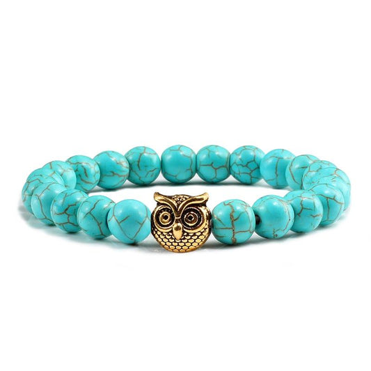 Turquoises Owl Sliver Gold Casual Beaded Bracelets-Bracelet-Rossny