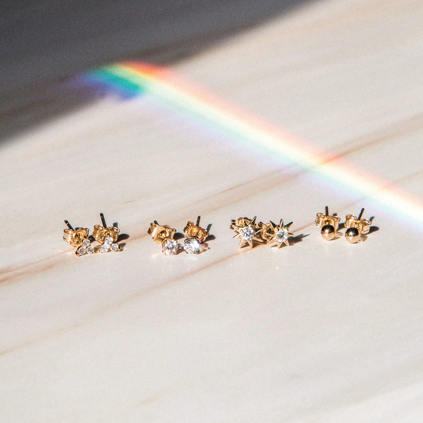 Triple Diamond Stud Earrings