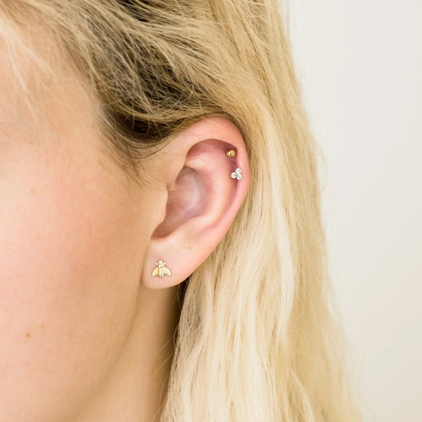 Triple Diamond Stud Earrings