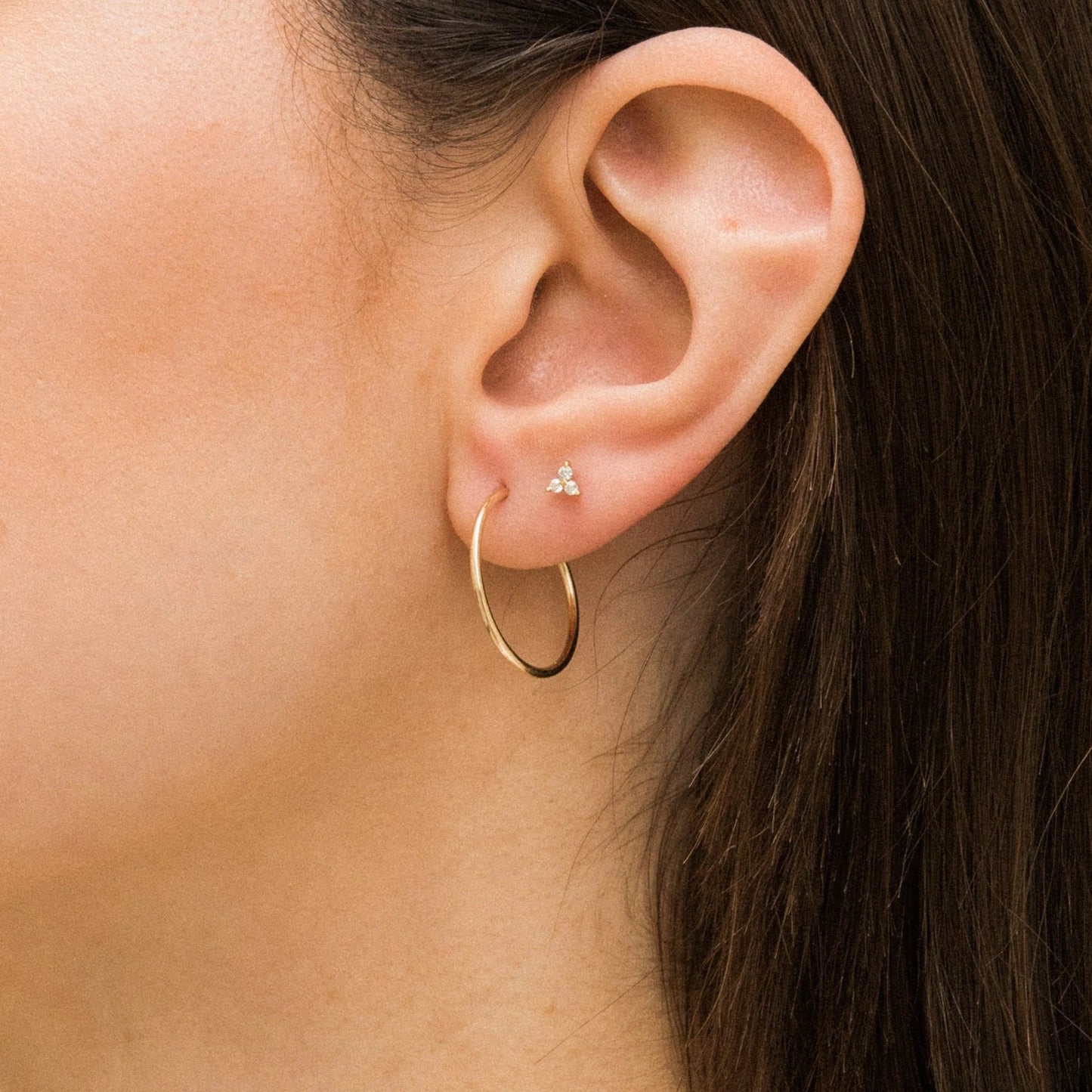 Triple Diamond Stud Earrings