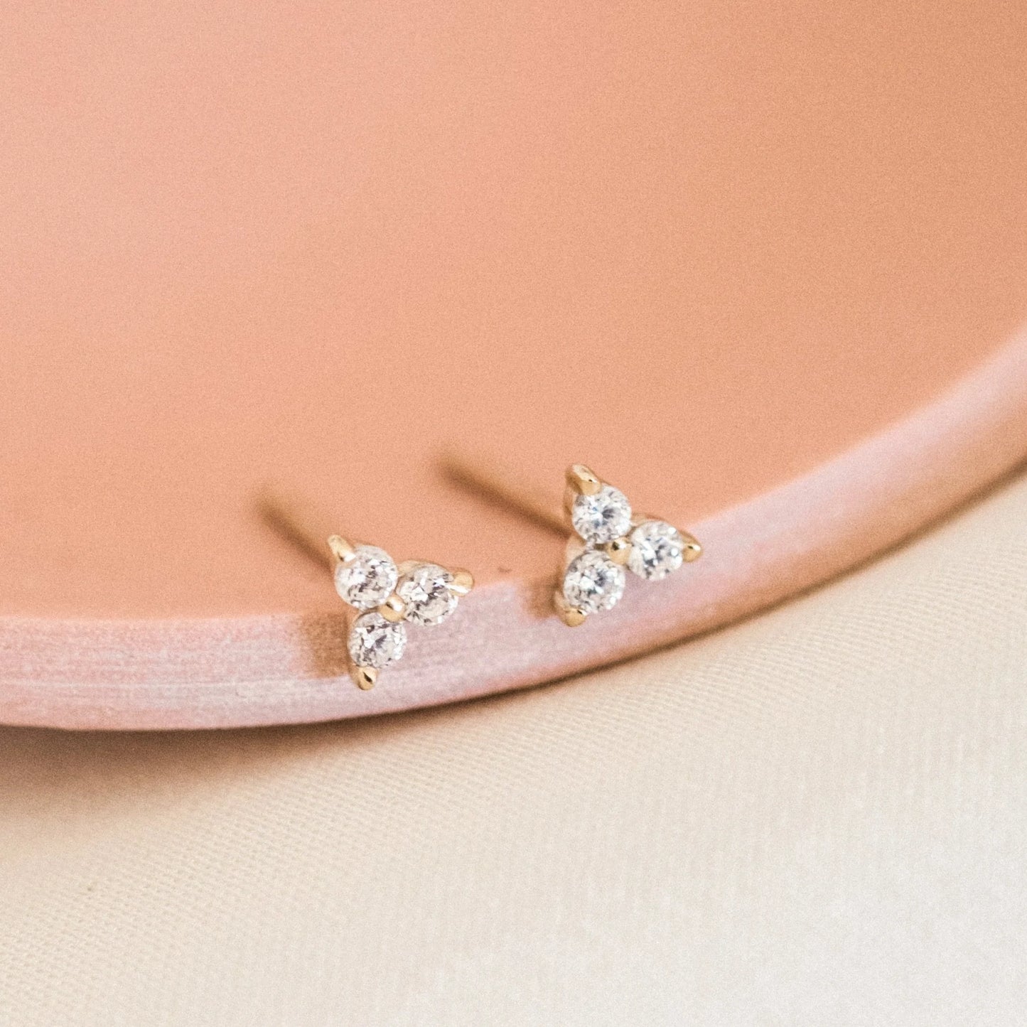 Triple Diamond Stud Earrings