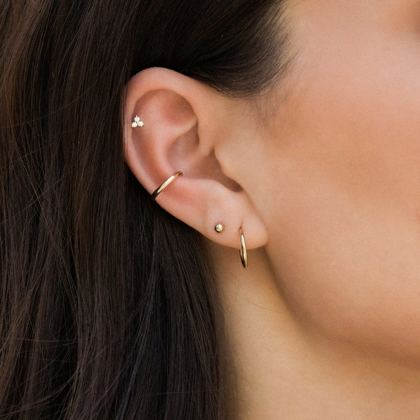 Triple Diamond Stud Earrings