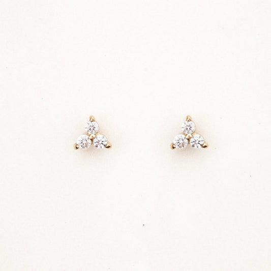 Triple Diamond Stud Earrings
