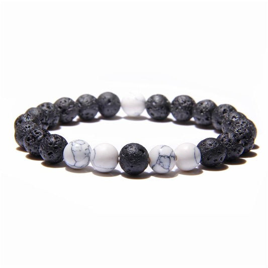 Lava Stone Bracelet Black Buddha chakra White Turquoised Beads Bracelet-Bracelet-Rossny