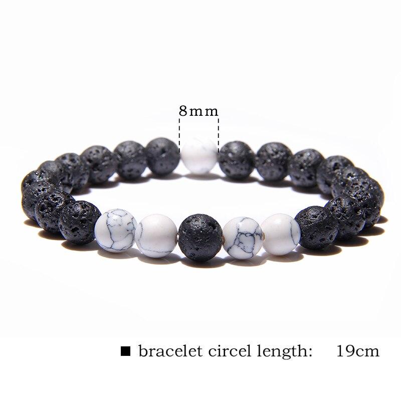 Lava Stone Bracelet Black Buddha chakra White Turquoised Beads Bracelet-Bracelet-Rossny