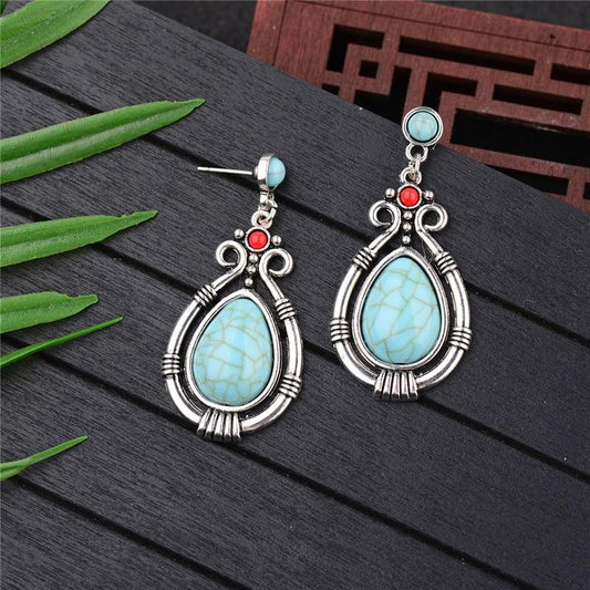 Turquoises Antique Dangles Earrings-Earrings-Rossny