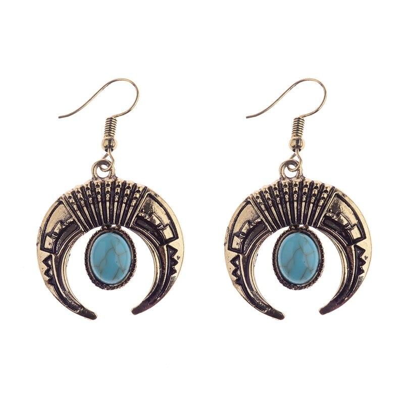Turquoises Antique Dangles Earrings-Earrings-Rossny