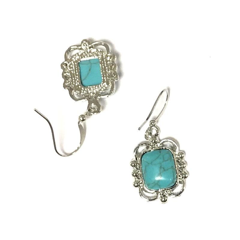 Vintage Turquoises Alloy Pattern Dangle Earrings-Earrings-Rossny
