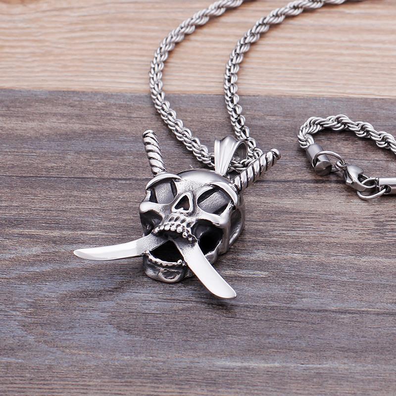 Gothic Viking Stainless Steel Skull Sword Pendant Necklace Jewelry-Necklace Pendant-Rossny
