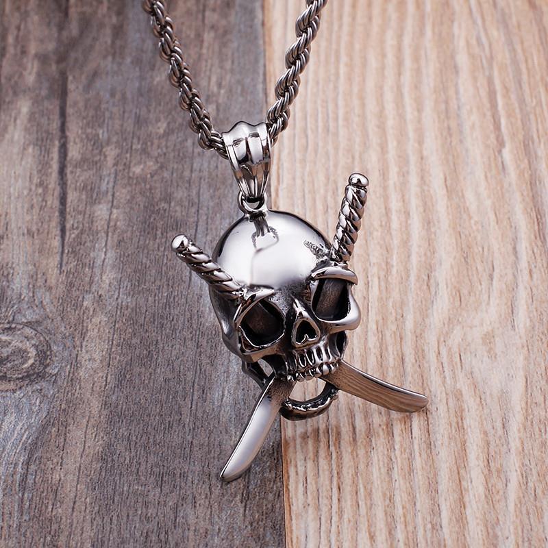 Gothic Viking Stainless Steel Skull Sword Pendant Necklace Jewelry-Necklace Pendant-Rossny