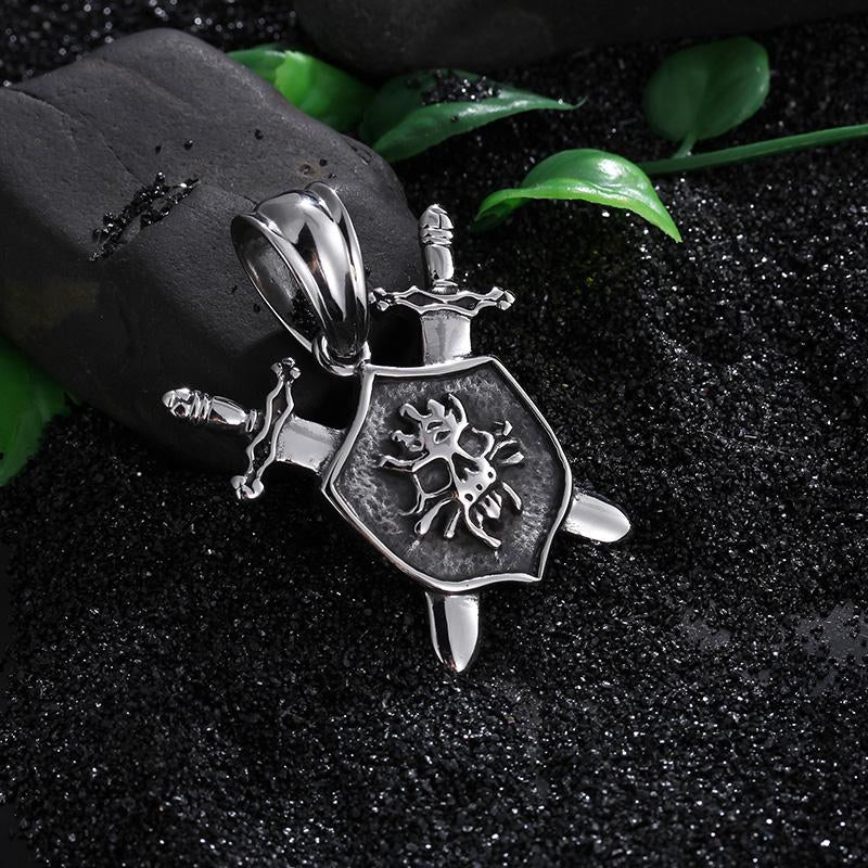 Viking Style Skull Stainless Steel Rock Skeleton Pendant Necklace Long Chain Cool Biker-Necklace Pendant-Rossny